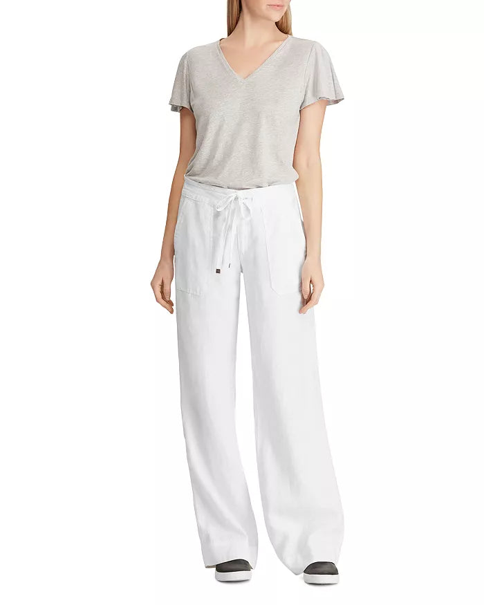 Lauren Ralph Lauren Women's Linen Wide-Leg Pants  Color White Size 18