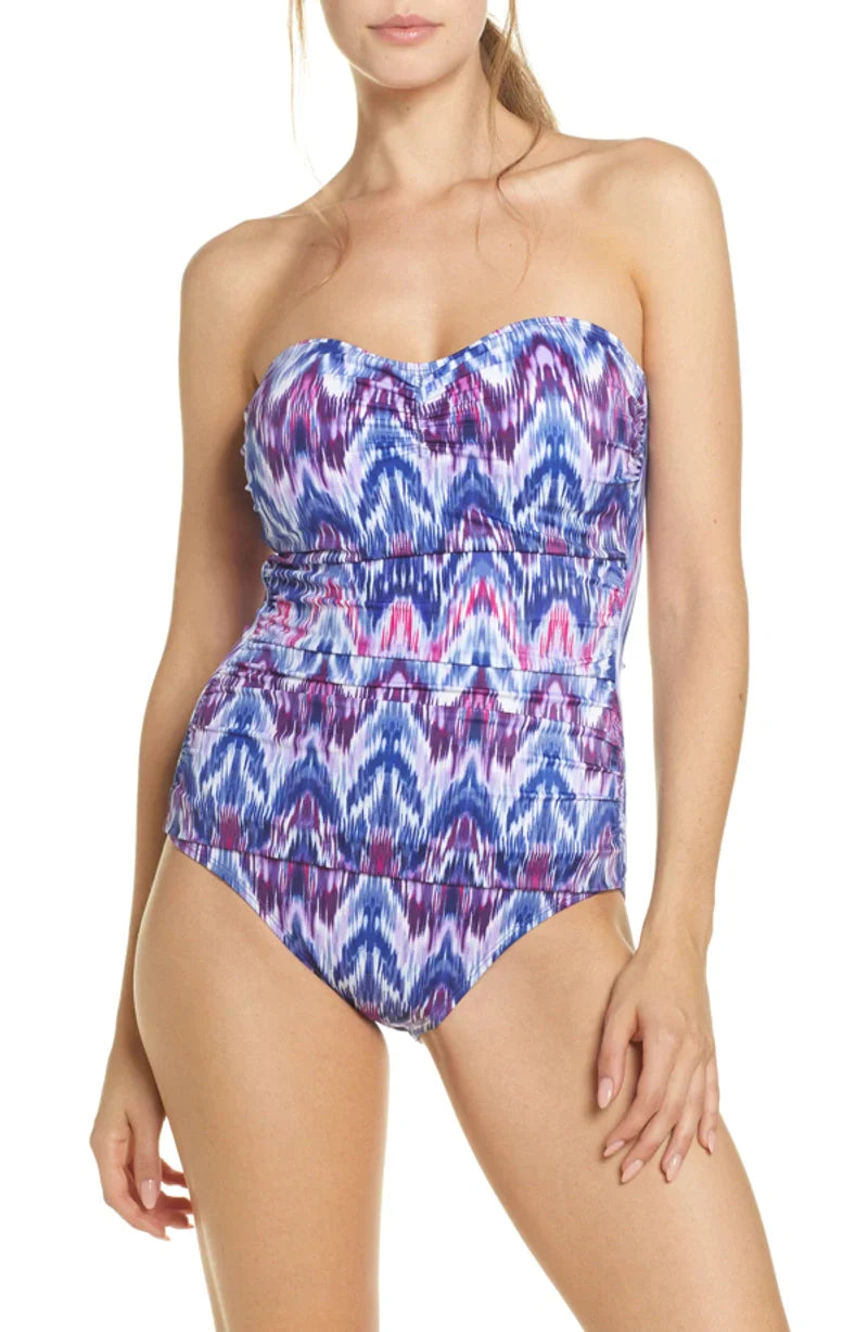 Tommy Bahama Mirage Bandeau Tie Dye One-piece Swimsuit  Color Blue Monday Size 8