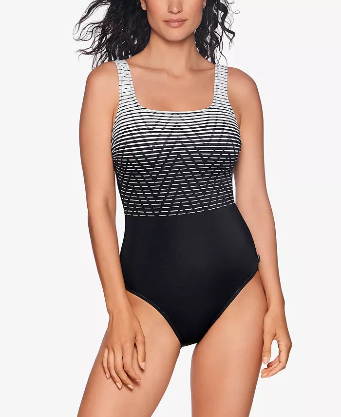 Reebok Endless Endurance One Piece Swimsuit  Color Black/White Size 18