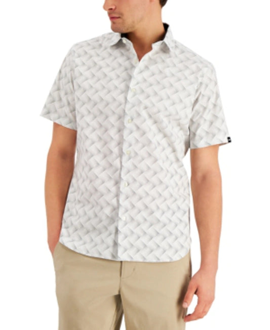 DKNY Men's Dot Matrix Shirt  Color White Size XL