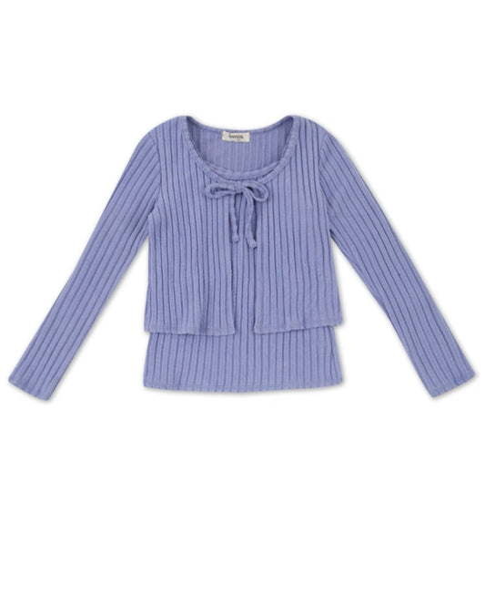 Speechless Big Girls Rib Top Tie Front Cardigan Set, 2-Piece  Color Periwinkle Size XL