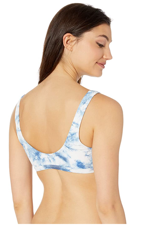 Body Glove Women's May Bikini Top Peekaboo Front Bow Detail  Color Blue Tie-Dye Size XL