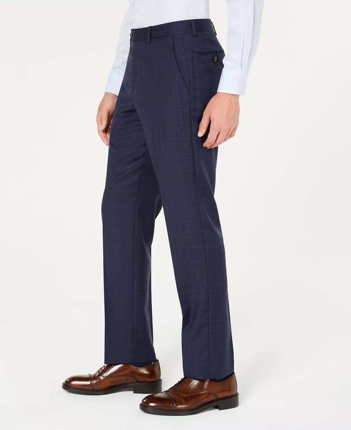 Lauren Ralph Lauren Men's Classic-Fit UltraFlex Stretch Suit Pants  Color Navy Plaid W42xL30