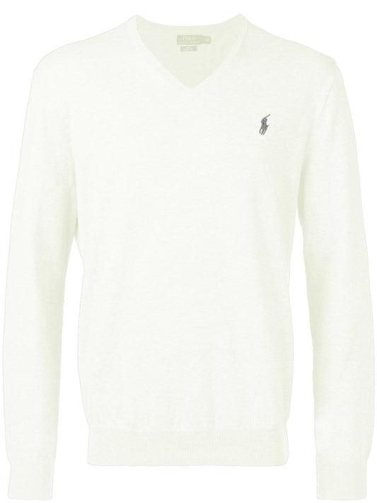 POLO RALPH LAUREN Men's Pima Cotton V-Neck Sweater  Color Chic Cream Size S