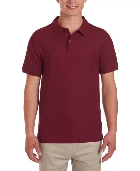 Nautica Young Men Uniform Short Sleeve Double Pique Polo  Color Burgundy Size XL