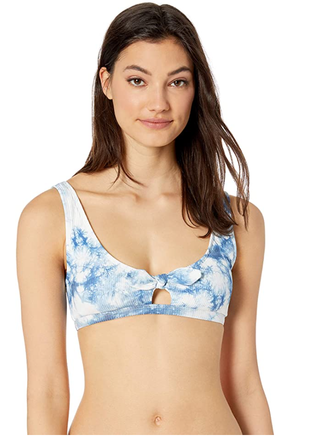 Body Glove Women's May Bikini Top Peekaboo Front Bow Detail  Color Blue Tie-Dye Size XL