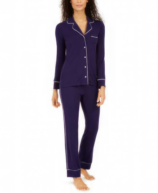 Alfani Women's Ribbed Pajamas Set  Color Deep Mulberry Size 2XL