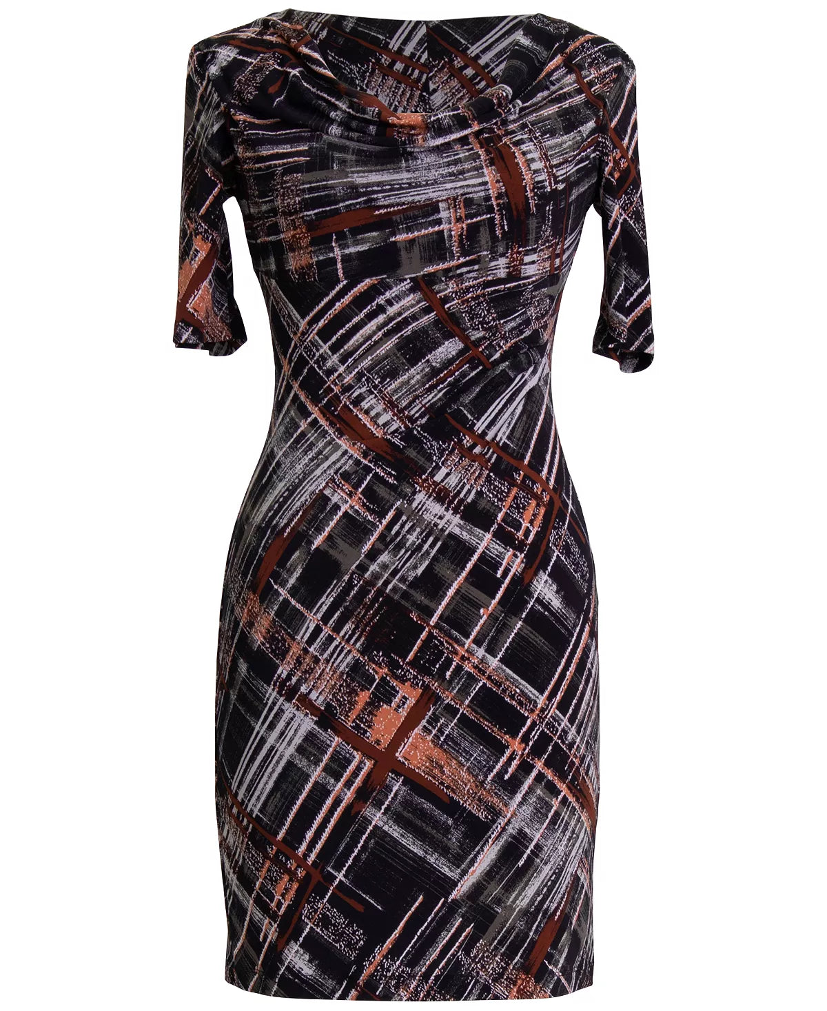 Connected Apparel Women's Petites Printed Sheath Dress Color Rust Size 8P