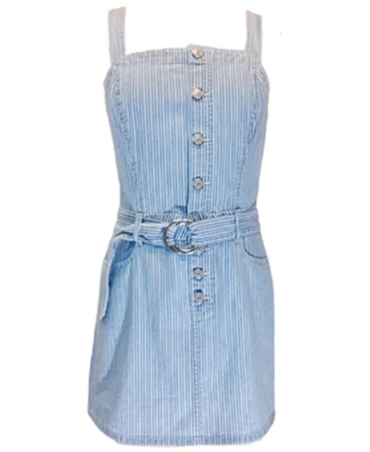 Rewash Juniors' Cotton Belted Denim Dress  Color Indigonat Size S