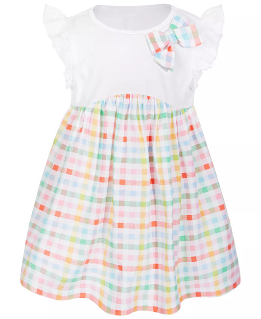 First Impressions Baby Girls Rainbow Gingham Cotton Dress  Color Bright White Size 24 months