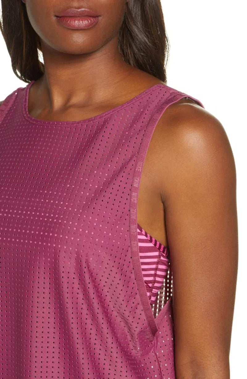 Nike Sport Mesh Layered Tankini Top  Color Villain Red Size M