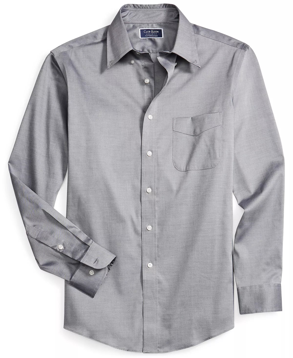 Club Room Men's Regular Fit Pinpoint Dress Shirt  Color Gray Size 16.5 34/35