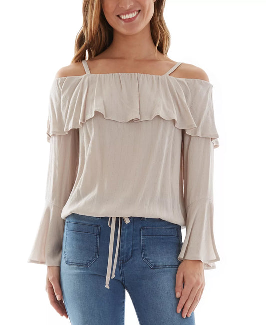 BCX Juniors Cold-Shoulder Top  Color Sand Size XL