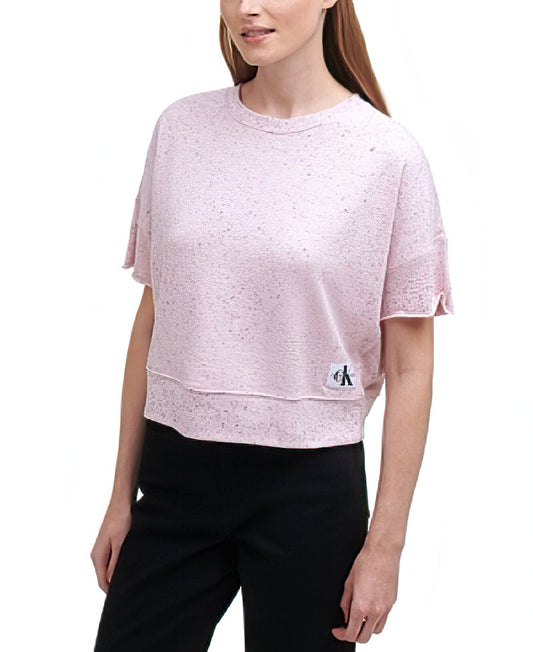 CALVIN KLEIN JEANS Women's Raw-edge Pullover Top  Color Pink Dawn Size L