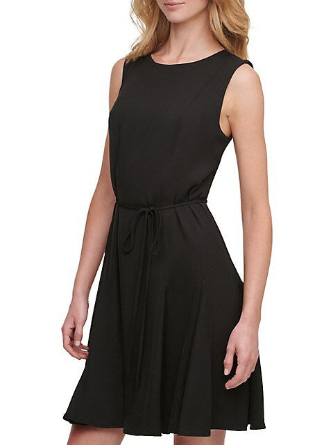 Tommy Hilfiger Belted A-Line Dress  Color Black Size 4