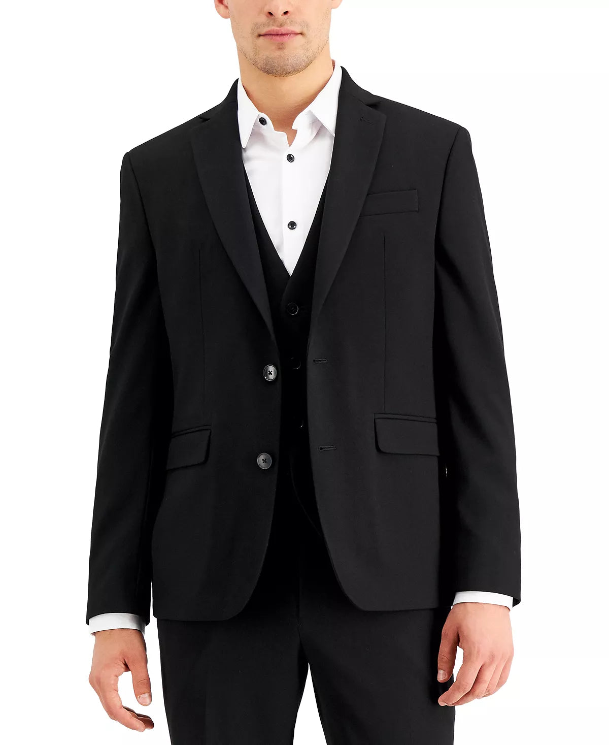 INC International Concepts Men's Slim-Fit Black Solid Suit Vest  Color Deep Black Size 2XL