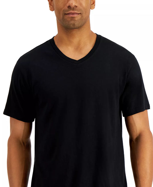 Alfani Men's Combed Cotton V-Neck T-Shirt 3-Pk  Color Black Size S