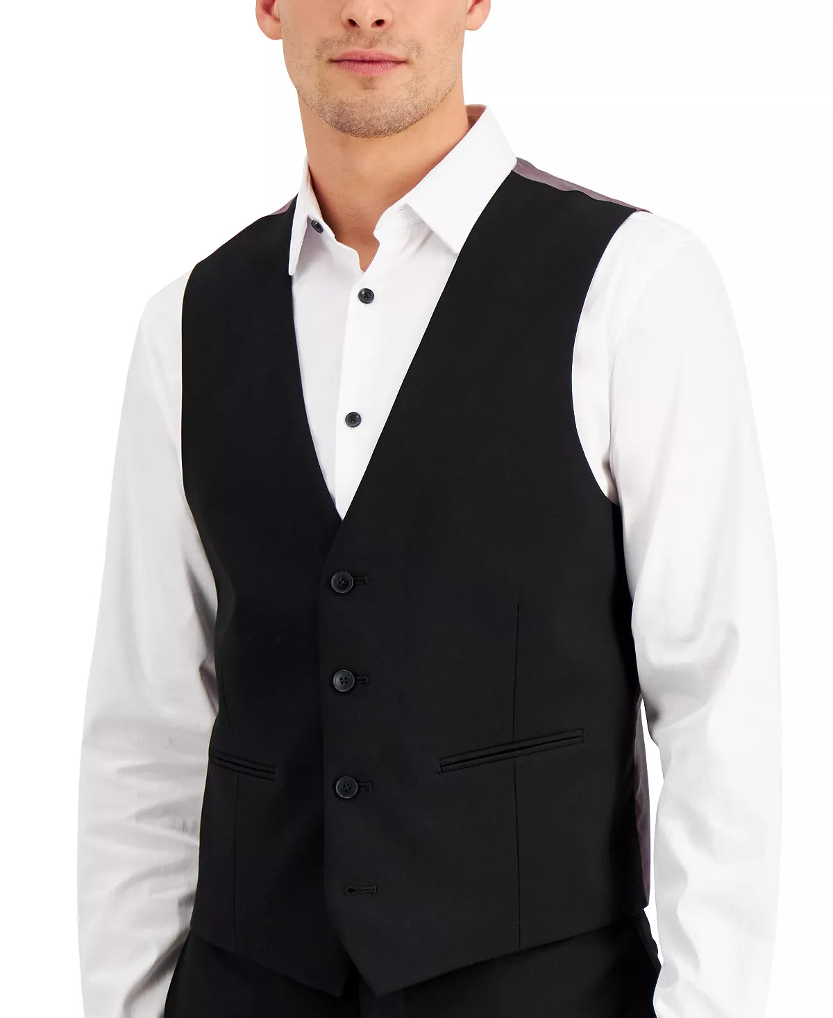 INC International Concepts Men's Slim-Fit Black Solid Suit Vest  Color Deep Black Size 2XL