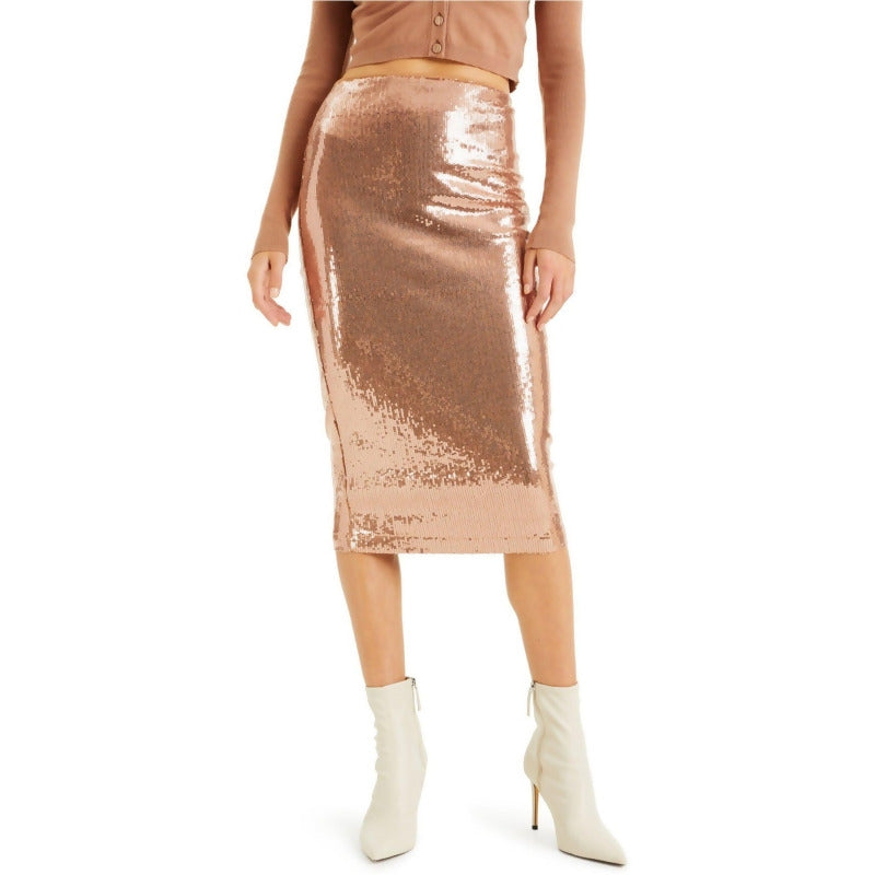 INC International Concepts Women's Sequin Pencil Skirt  Color Nude Size 2XL