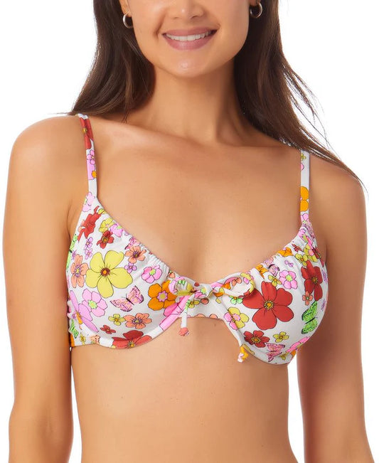 California Waves Juniors Printed Underwire Bra Bikini Top  Color Floral Print Size XS