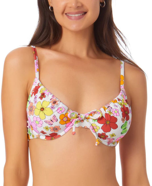 California Waves Juniors Printed Underwire Bra Bikini Top  Color Floral Print Size L