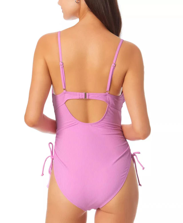 California Waves Juniors Cutout One-Piece Swimsuit  Color Orchid Size XL