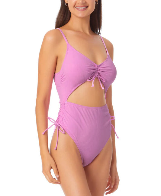 California Waves Juniors Cutout One-Piece Swimsuit  Color Orchid Size XL