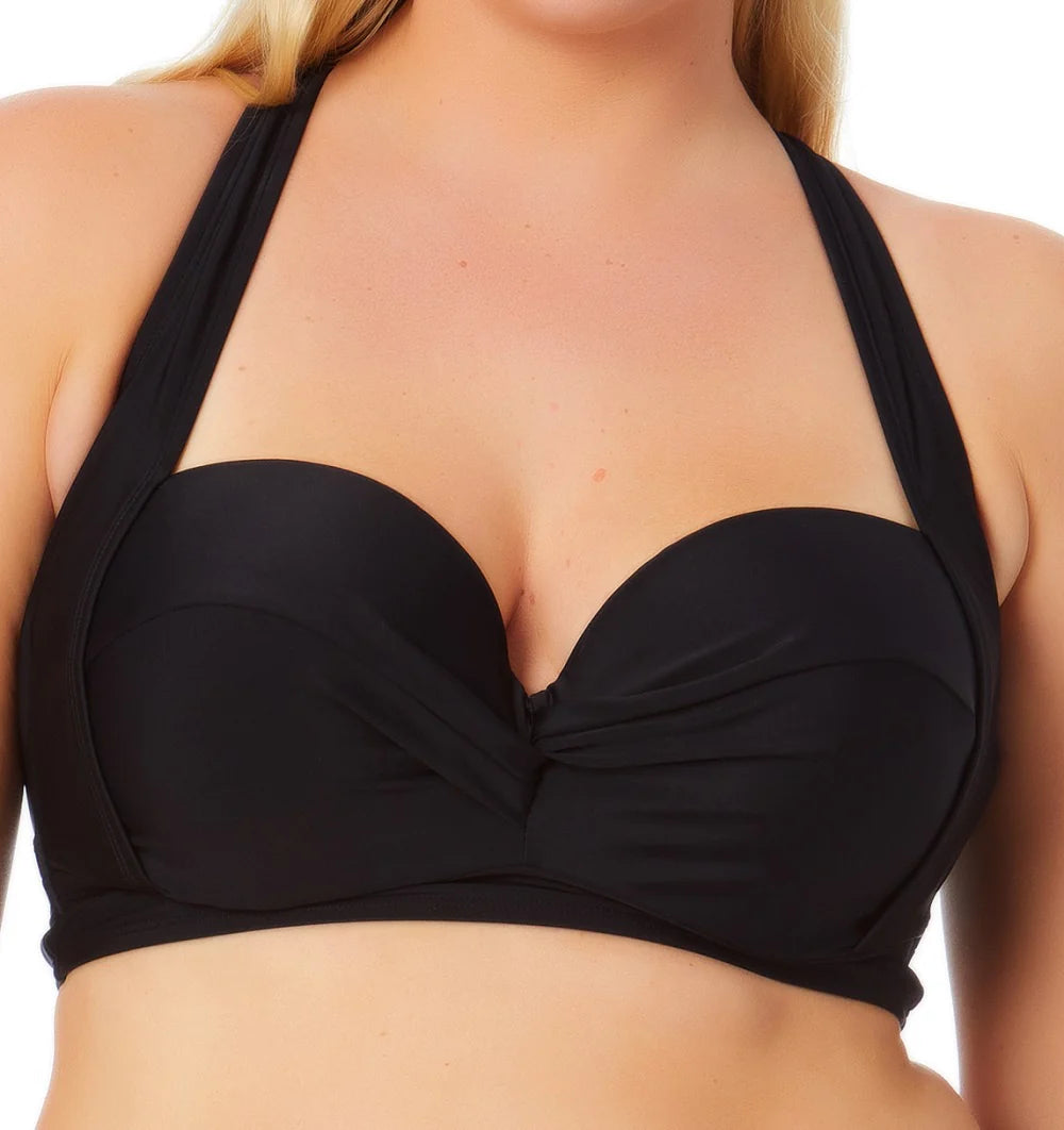 California Waves Plus Size Molded Cup Bikini Top  Color Rich Black Size 1X