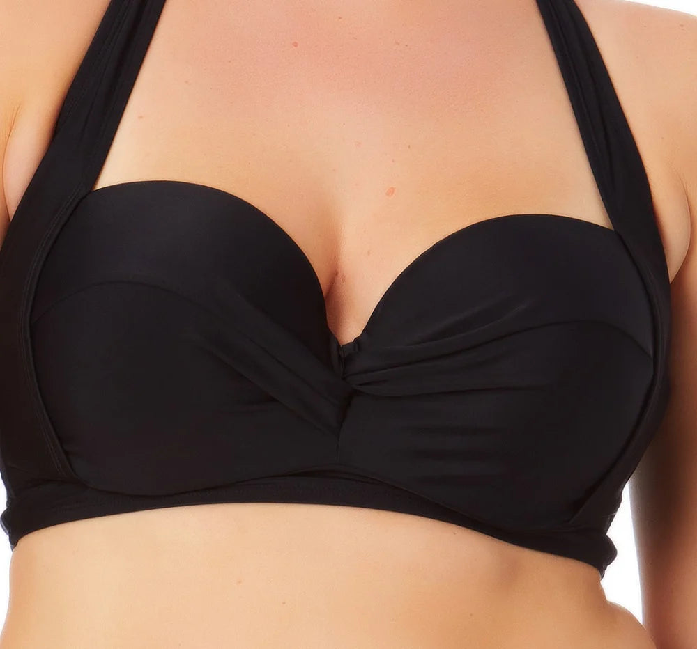 California Waves Plus Size Molded Cup Bikini Top  Color Rich Black Size 1X