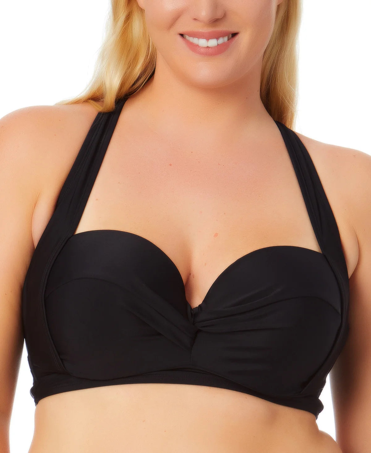 California Waves Plus Size Molded Cup Bikini Top  Color Rich Black Size 1X