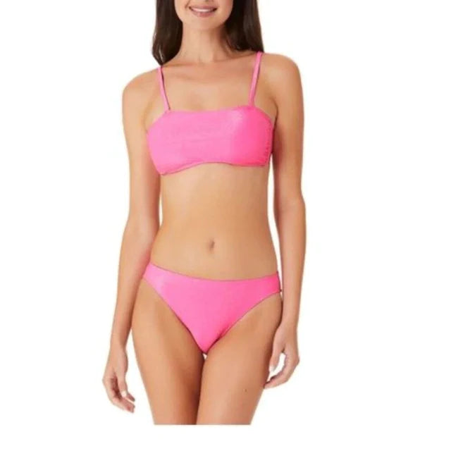 California Waves Juniors Metallic Shine Bandeau Top  Color Pink Size XL