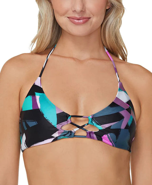 Raisins Juniors Printed Costa Strappy Bikini Halter Top   Multicolor Size S