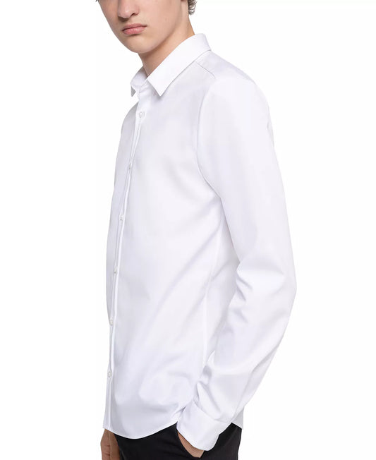 HUGO Men's Extra-Slim Fit Poplin Shirt  Color White Size L