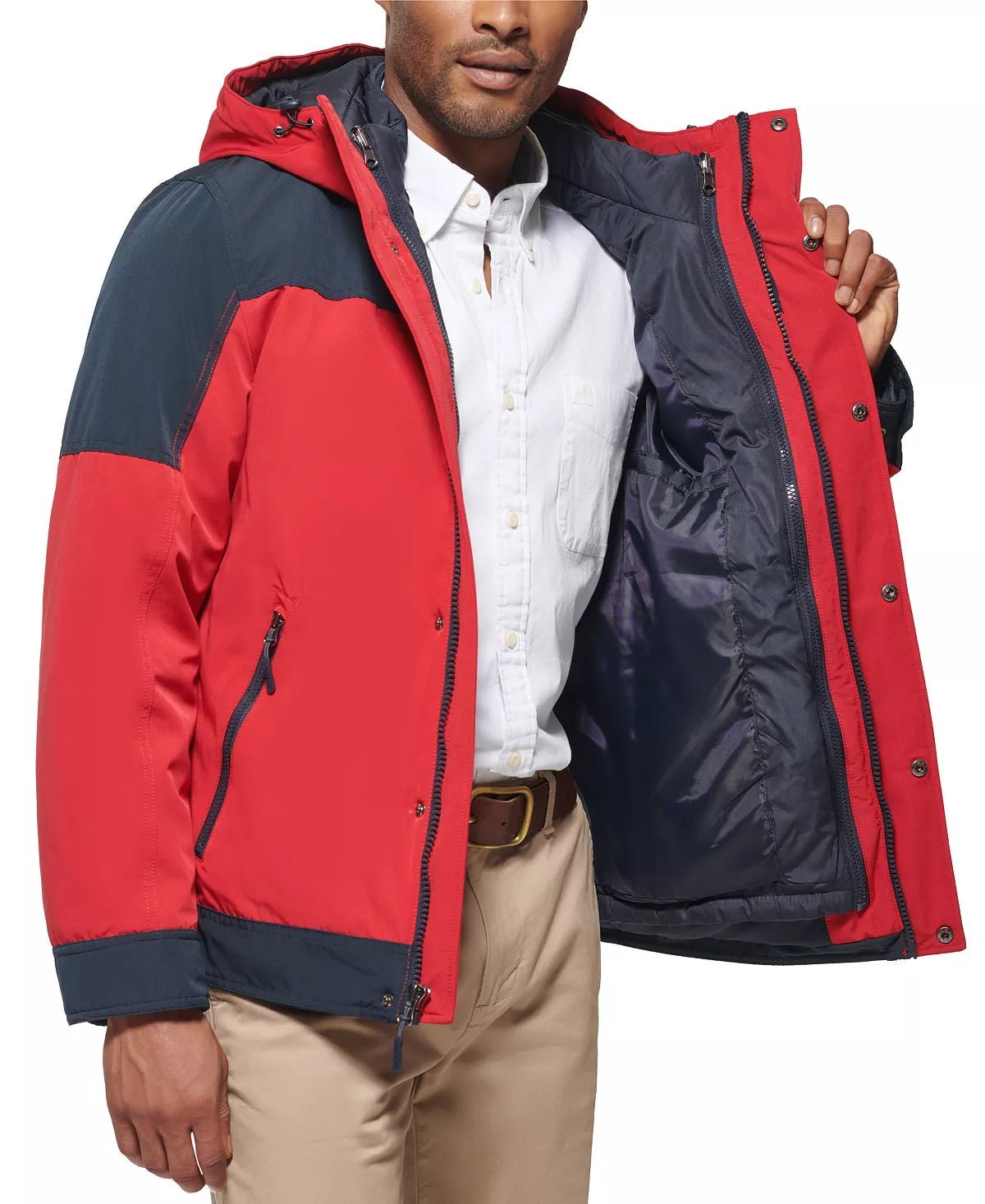 Club Room Men's 3-in-1 Hooded Jacket  Color Red Size L