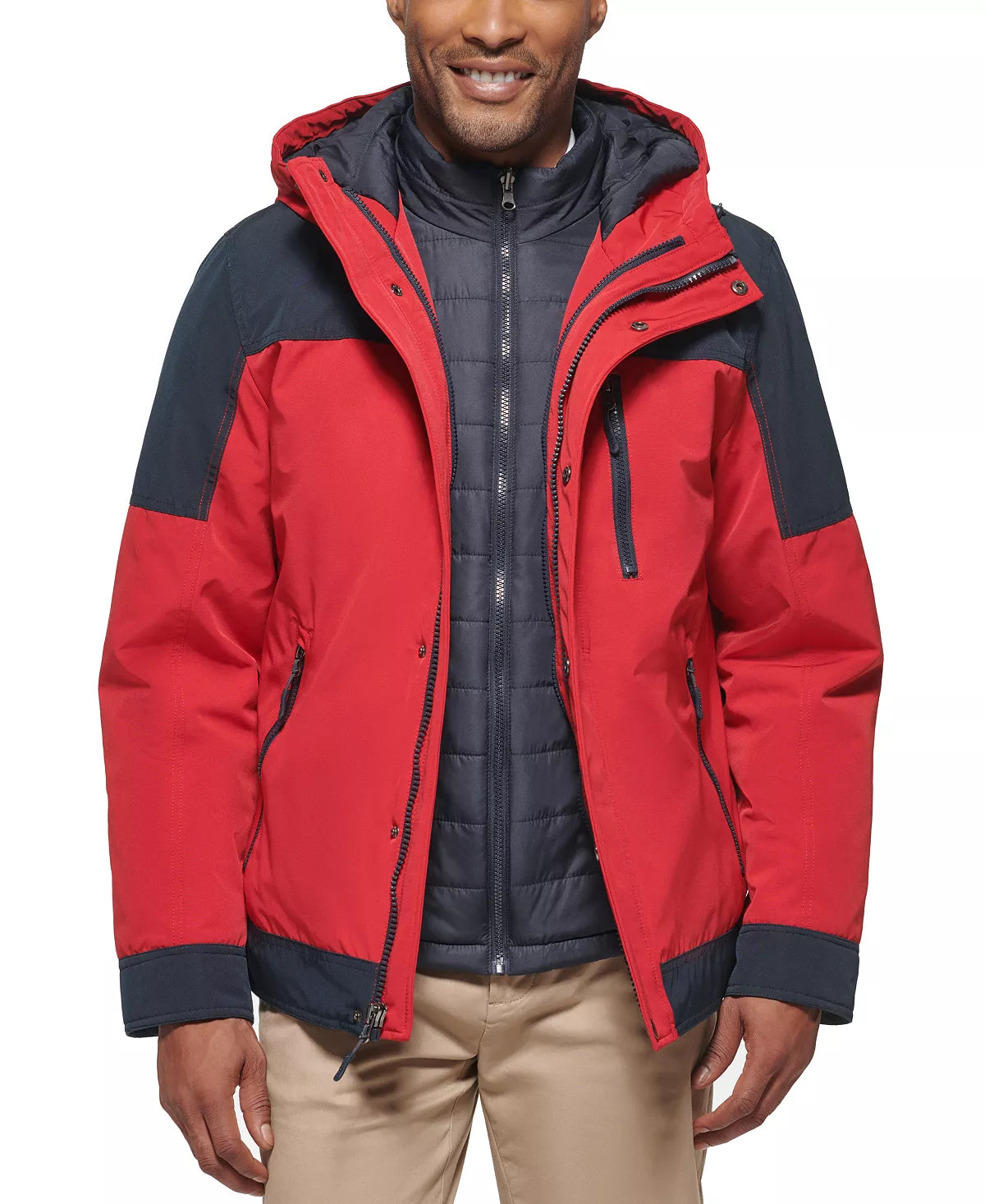 Club Room Men's 3-in-1 Hooded Jacket  Color Red Size L