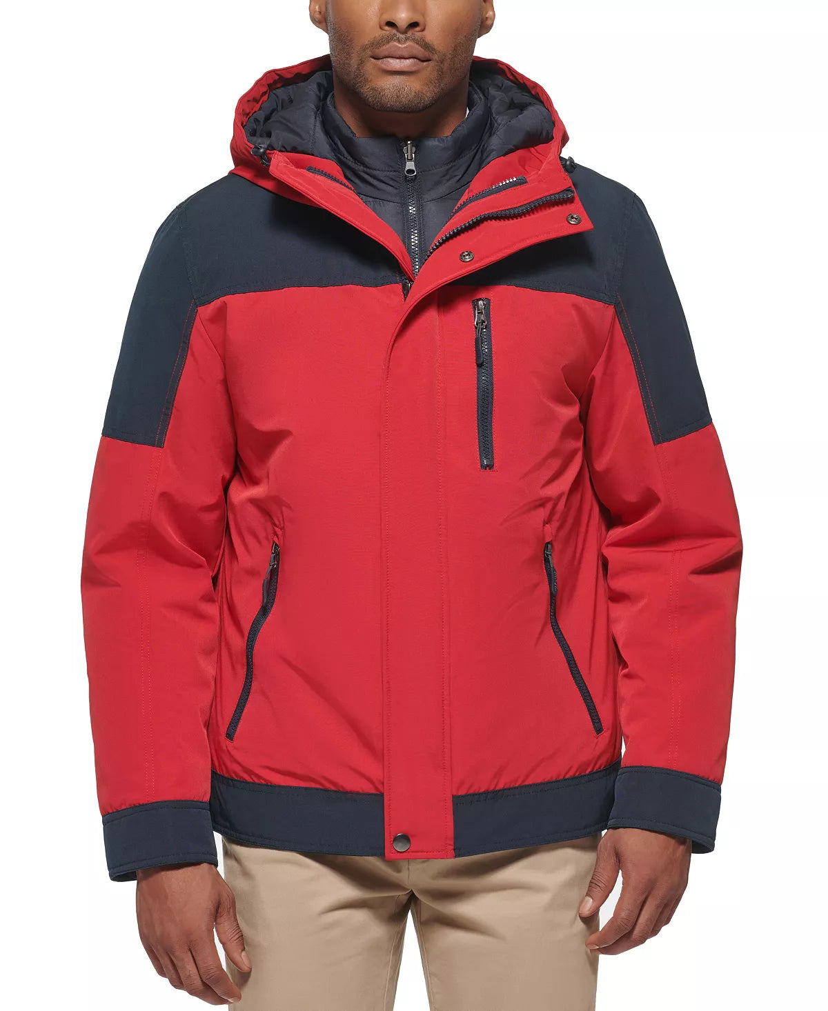 Club Room Men's 3-in-1 Hooded Jacket  Color Red Size L