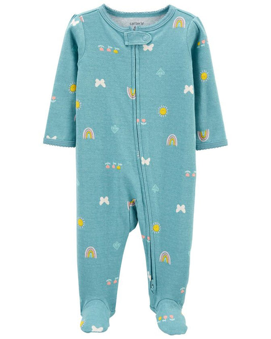 Carters Baby Girls 2-Way Zip Cotton Sleep Play Pajamas  Color Blue Size Newborn