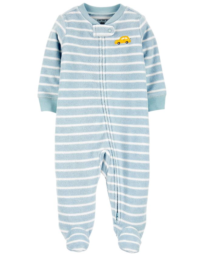 Carters Baby Car 2-Way Zip Cotton Sleep & Play Pajamas  Color Cotton Blue Size Newborn