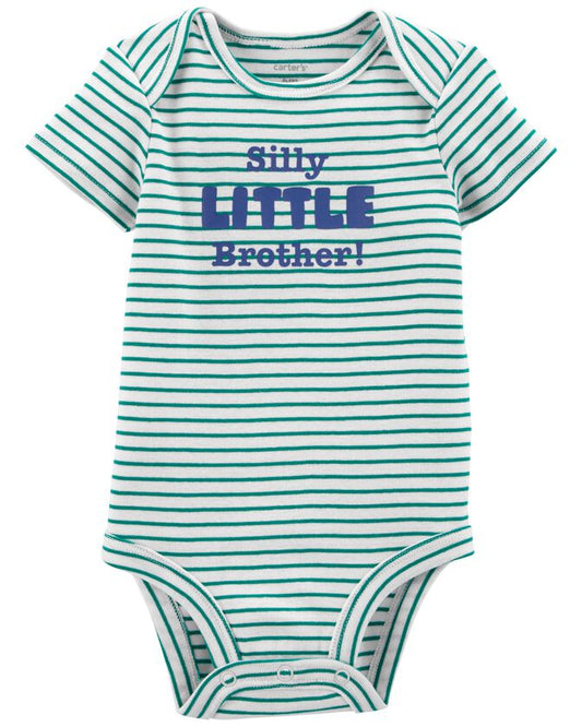 Carters Baby Boys Silly Little Brother Bodysuit  Color Green Size 24 months