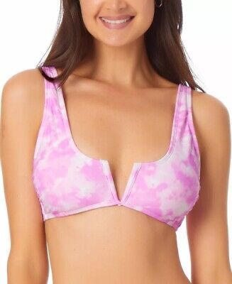 California Waves Juniors V-Wire Bralette Bikini Top  Color Pink Tie Dye Size XS