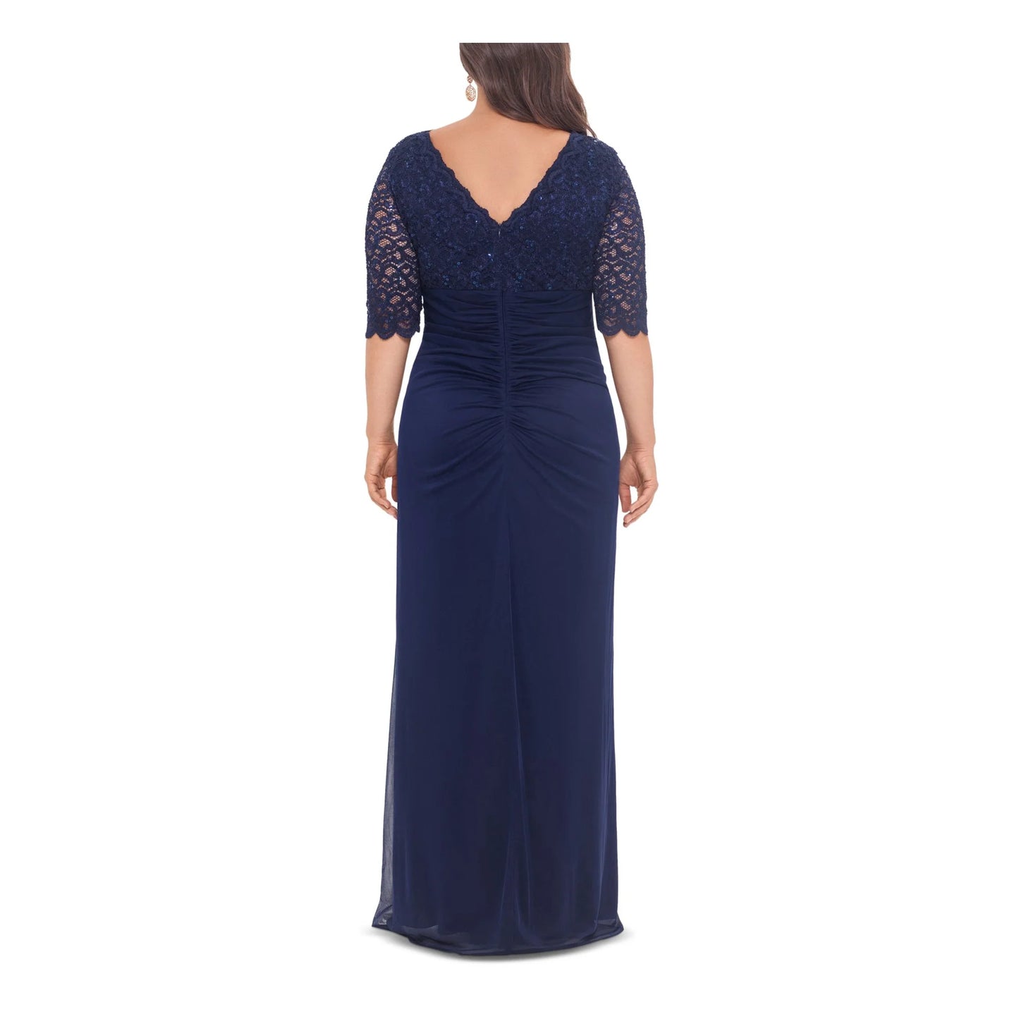 Betsy & Adam Plus Size V-Neck Gown  Color Navy Size 16W