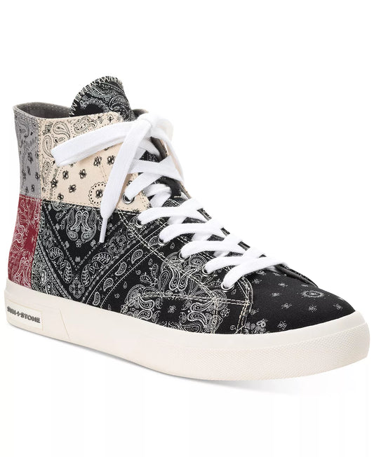 Sun+Stone Men's Mesa Colorblocked Patchwork High Top Sneakers  Color Bandana Print Size 9.5