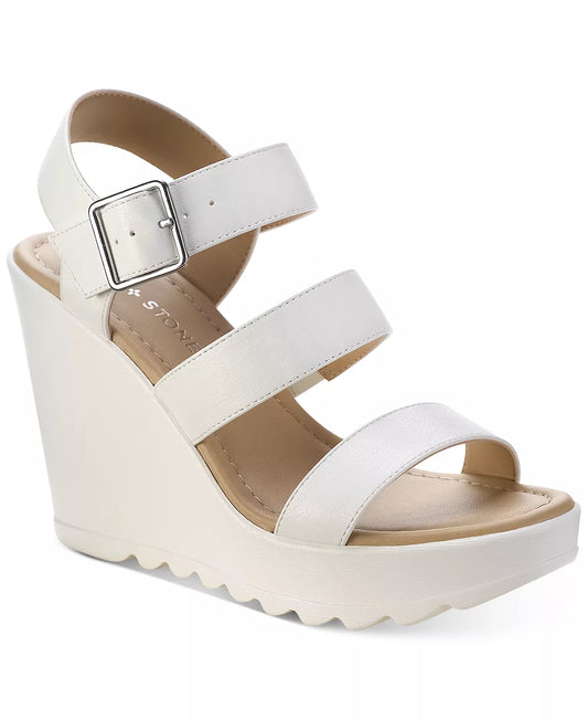 Sun+Stone Women's Siennaa Wedge Sandals  Color White Size 8.5M