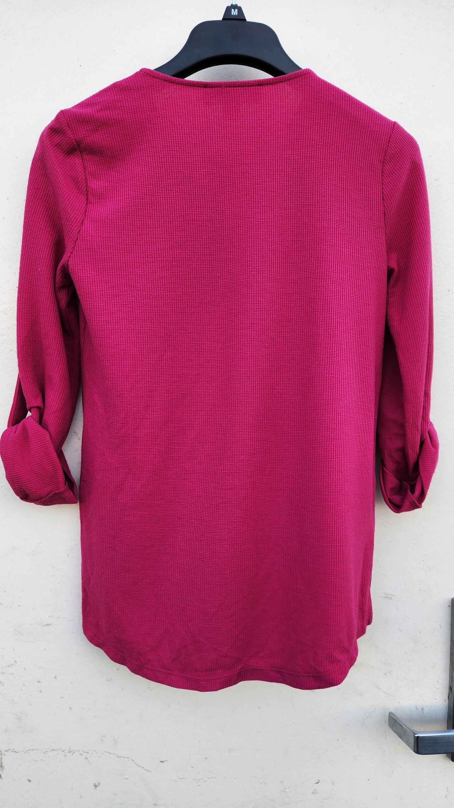 Michael Kors Women's V-Neck Drawstring Long Sleeve Top  Color Hot Pink Size P/XS