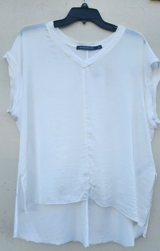 Calvin Klein Jeans Women's Sleeveless Shirt  Color White Size M