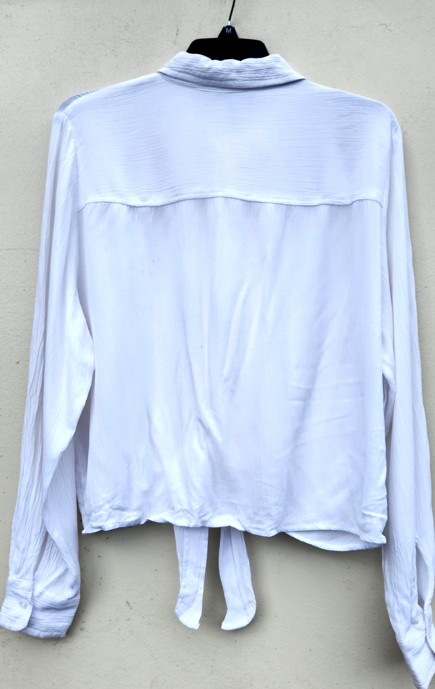 AQUA Long Sleeve Oversized Button Down Shirt  Color White Size XS