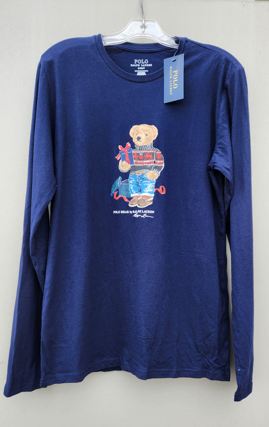 Polo Ralph Lauren Men's Woven Polo Bear Top  Color Navy Size S