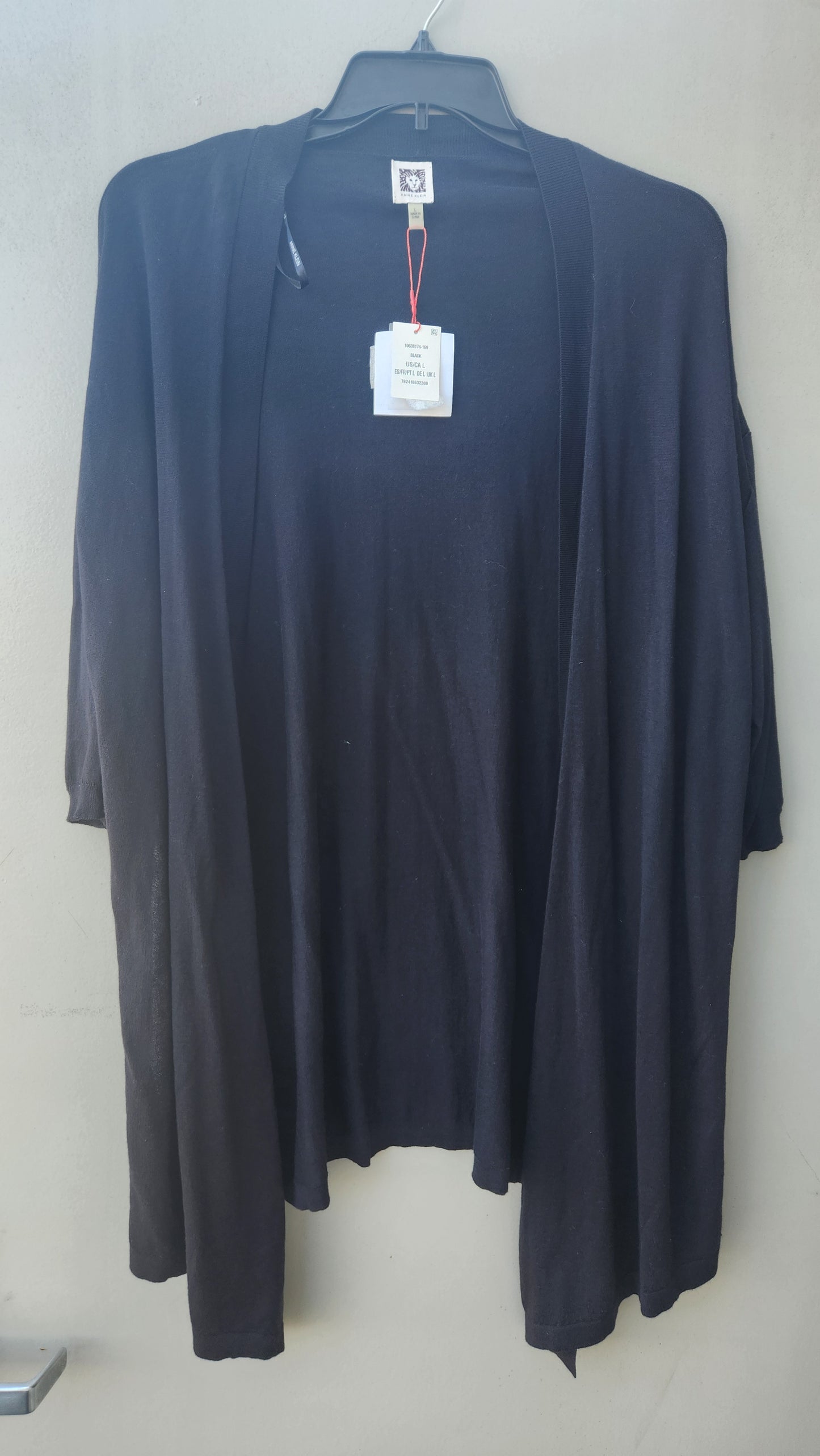 Anne Klein Women's Half Sleeve Wrap Cardigan  Color Black Size L