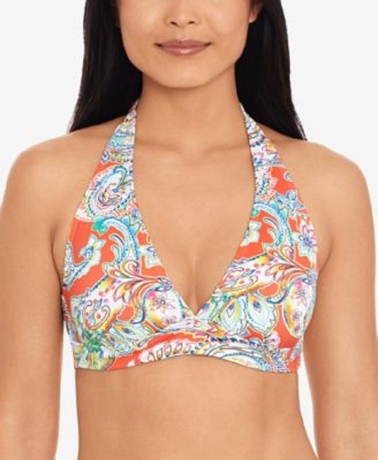 Lauren Ralph Lauren Halter Bikini Top  Color Multi Paisley Size 14