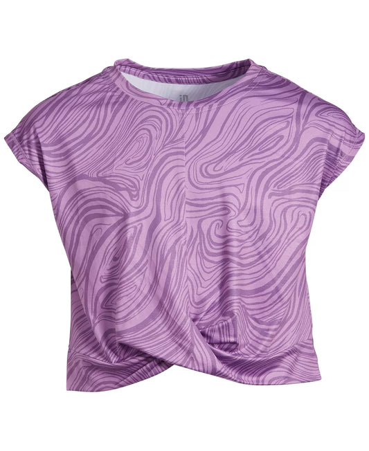 ID Ideology Girls Twist-Front Top  Color Violet Tulle Size M (10-12)